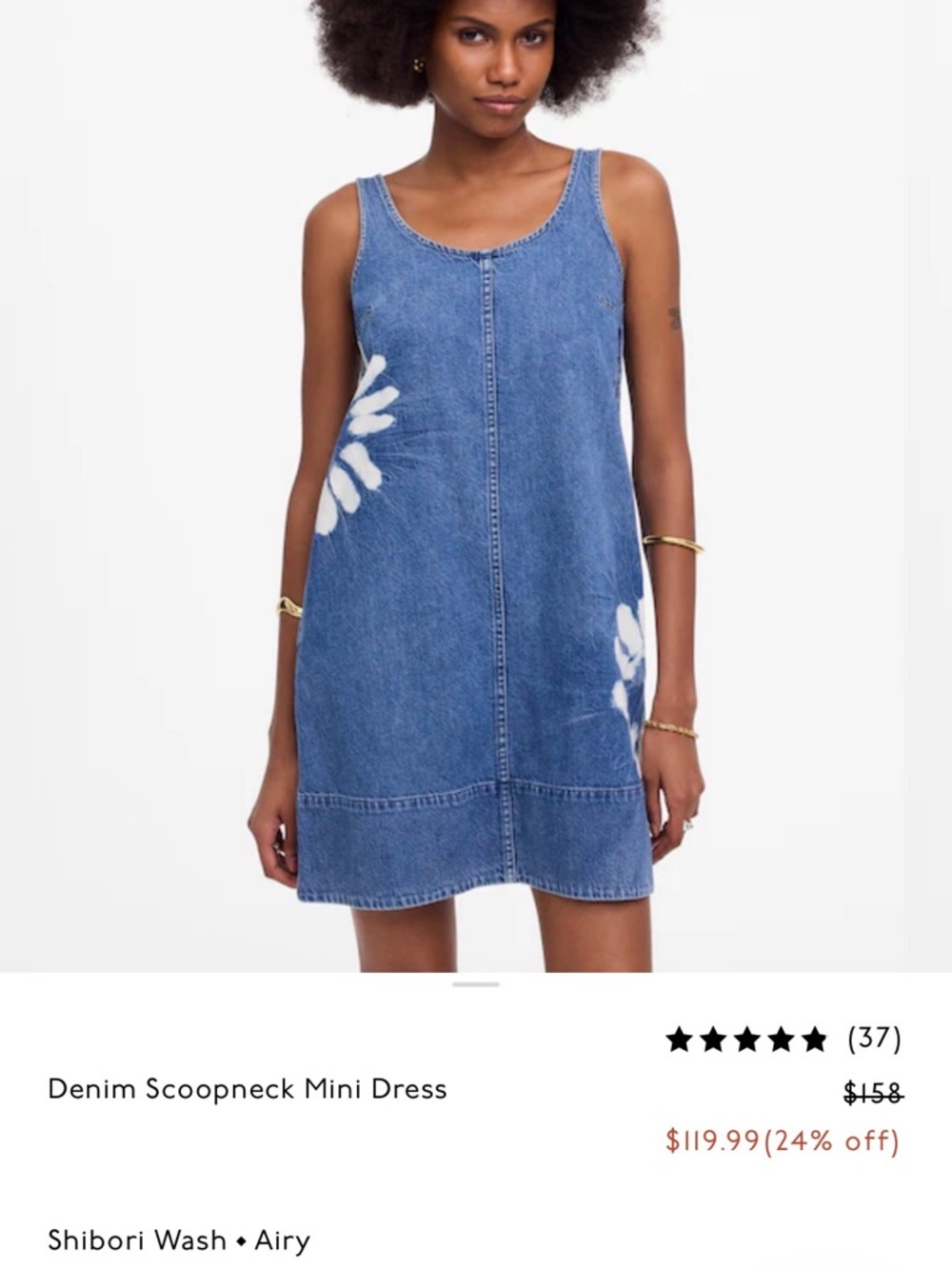 Madewell Denim Scoop Mini Dress Shibori Wash Airy - Picture 6 of 13